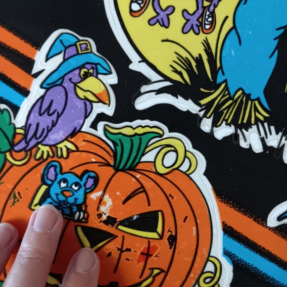 VTG 1993 Halloween Window Clings Lot Set Prismatix Ghost Witch Scarecrow Bats - Picture 3 of 12